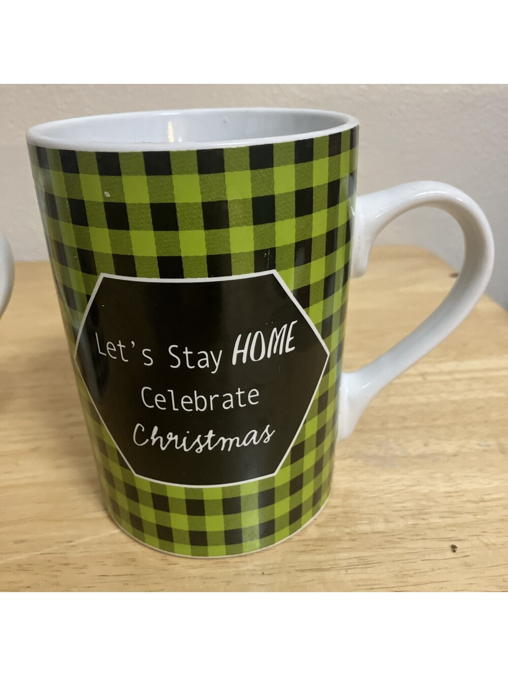 Fabulous Home Large Mug Cup Stoneware Green And Black Oversized Christmas C10
